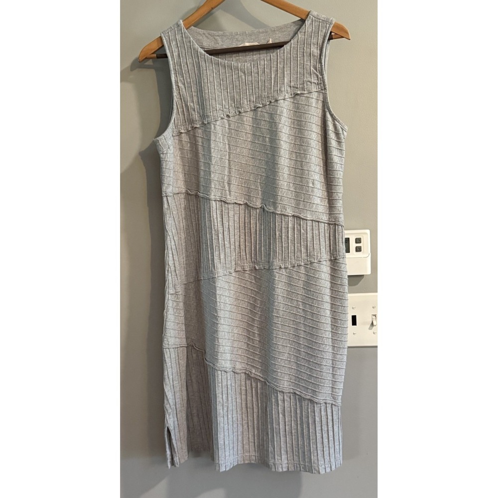 Soft Surroundings Ribbed Dress Sleeveless Casual Layered Gray Dress Size Medium